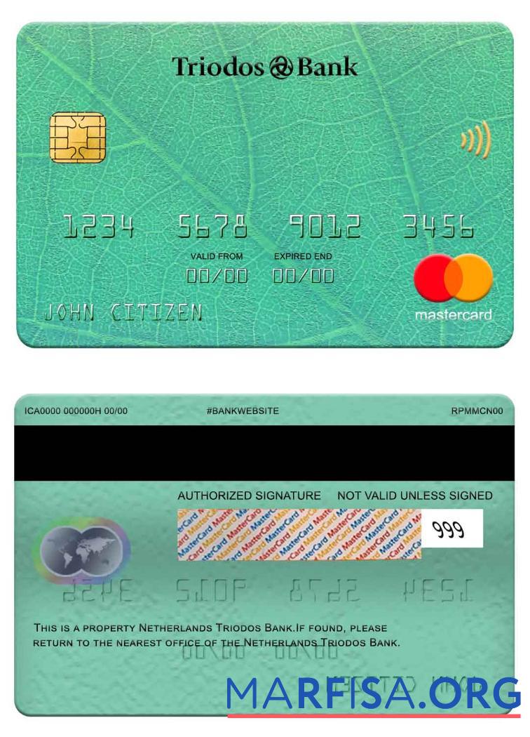 Downloadable Netherlands Triodos Bank mastercard real example